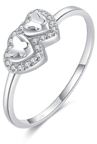 KnSam PT950 Platinum Verlobungsring Echtes, Herz Schmetterling Freundschaftsringe mit Diamant, Trauringe Platin, Gr.47 (15.0)