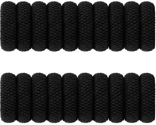 16 stycken tjocka hårsnoddar svarta, svarta hårband elastiska hårband sömlösa hårband hästsvans hållare flätgummi scrunchie hårtillbehör för kvinnor och flickor för tjockt hår