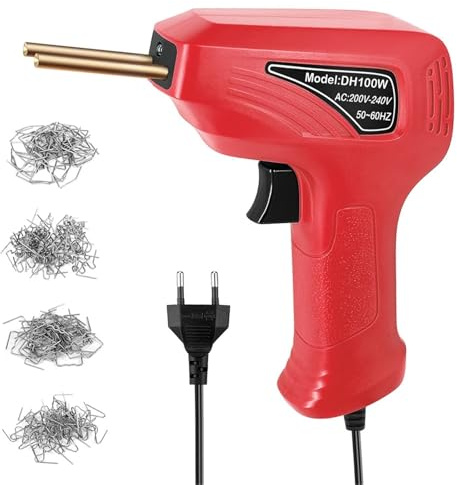 Soldadores Máquina de soldadura de plástico con grapadora caliente de 50 W, kit de reparación de parachoques de coche, pistola de grapas caliente pistola de soldagem de plástico(Red)