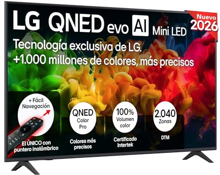 LG 65QNED80B6B - Smart TV QNED EVO AI 65 4K Sin Reflejos 94%, 2026