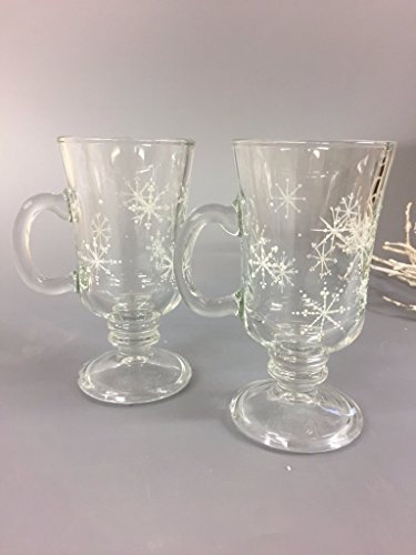 Pair of Irish Coffee Glasses Snowflake Design