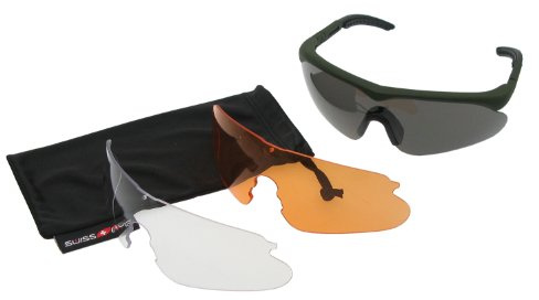 SWISS EYE Raptor Brille, Rahmen -Gummi grün-, 3 Gläser, Antibeschlag-/Anti-Kratz-Beschichtung [10163