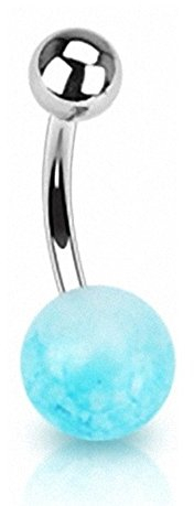 Piercingfaktor Bauchnabelpiercing Chirurgenstahl Bauch Bauchnabel Piercing Banane Stecker Anhänger Fake Stein Kugeln Silber Aqua