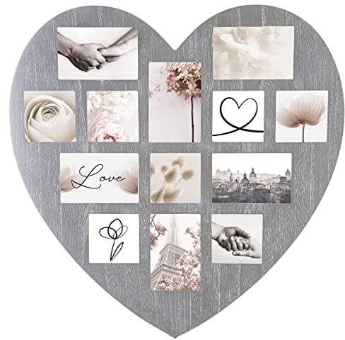 Atmosphera - Pêle - mêle Coeur - bois et verre - 13 photos - Gris