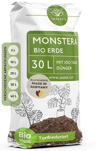 Monstera Erde 30 L - Aus 100% nachwachsenden Rohstoffen - Erde für Monstera Grünpflanzen - Grünpflanzenerde für Monstera Pflanzen