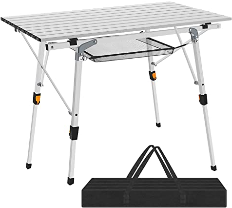 Nestling Picnic Folding Tables Aluminum Table for Outdoor Dining Tables for Camping/Banquet/Picnic Party/Garden BBQ - Adjustable in Height (Silver)