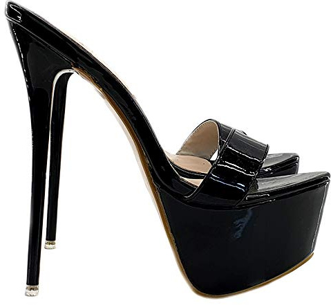 Kiara Shoes Zoccoli cubista Tacco a Spillo 17.5 cm Stiletto - KH102-V-NERO (Nero, Numeric_36)