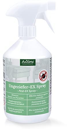 AniForte Ungeziefer-Ex Spray 500ml – Umgebungsspray bei akuten Befall gegen Mücken, Insekten, Milben, Läuse, Bettwanzen, Ungeziefer Spray für Zuhause, Hunde & Katzen Liegeplätze, Insektenspray Abwehr