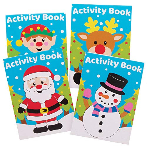 Baker Ross AX476 Petits Livres D’Activités De Noël - Paquet De 12, Puzzles Pour Enfants, Recherche De Mots, Anagrammes, Jeux De Mémoire