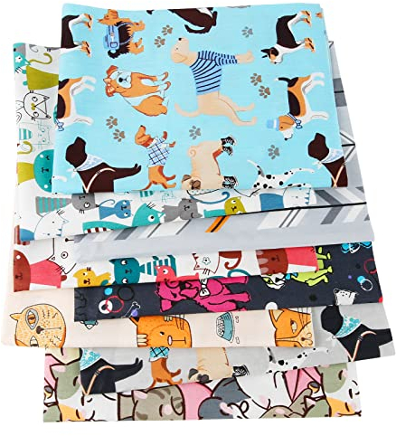 Comius Sharp Baumwollstoff Patchwork Stoffe, 8 Stück DIY Baumwoll Cartoons Gedruckt Craft Stoffe, Patchwork für das Nähen DIY Handwerk, 50cm x 40cm (A)