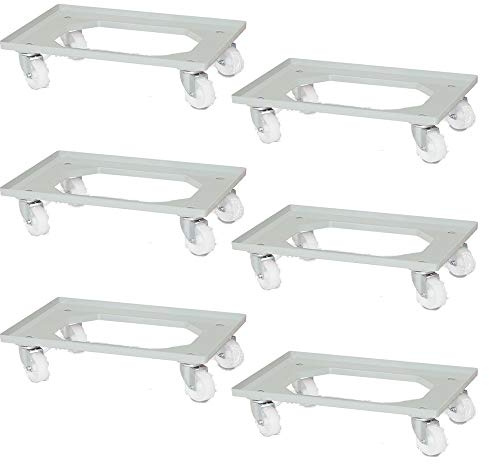 BRB 6 Logistikroller für Eurobehälter, 615x415x175 mm, weiße Kunststoffräder (weiß)