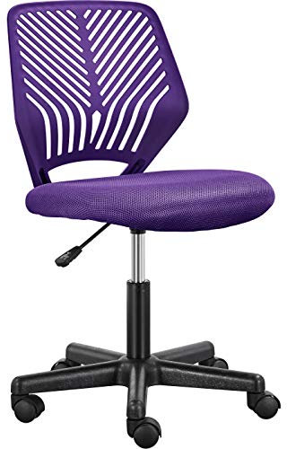 Yaheetech Silla Escritorio de Oficina Ergonómica Silla Giratoria Altura Ajustable sin Reposabrazos Asiento Malla Violeta