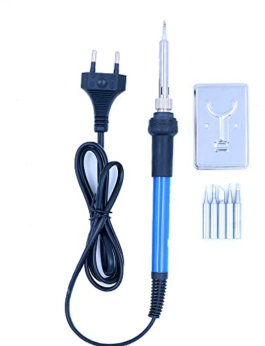 WANGCL Lötkolben-Set mit elektrischem Lötkolbenstift, temperaturverstellbar, elektronisches Lötwerkzeug, 60 W/220 V, Lötkolbenhalter, 5 Stück Lötspitzen