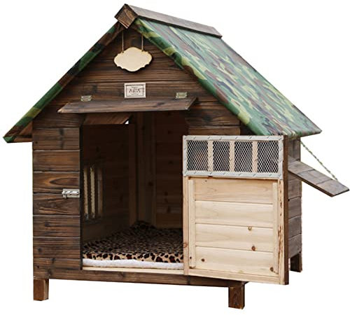 BOYH Hölzerne Hundehütte, Shelter Dog Houses Cave, Pet Animals Puppy, Hundehütte mit wasserdichtem Dach, für den Innen- und Außenbereich(Color:2XL)