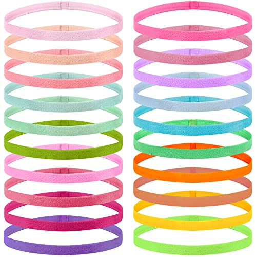 Duufin 20 Pcs Elastic Headbands Thin Non Slip Headband for Women and Girls