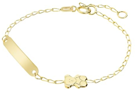 Time RoaD Bebe Pulsera Oro de 9K FG00065/14 Osito - Pulsera Bebé Oro - Ideal para Regalo de Bautizo, Cumpleaños