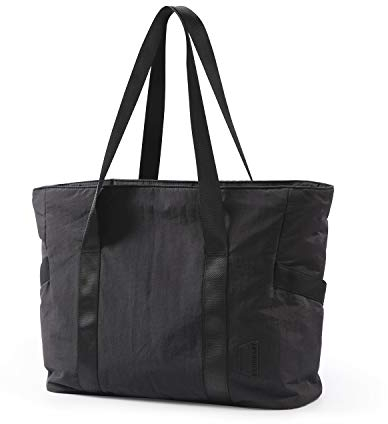 bagsmart Handtasche Damen, Reisetasche Groß, Schultertasche Arbeitstasche Damen Tasche, Shopper Tote Bag für Arbeit, Schule, Wochenendausflug, Wandern, Yoga, Schwarz