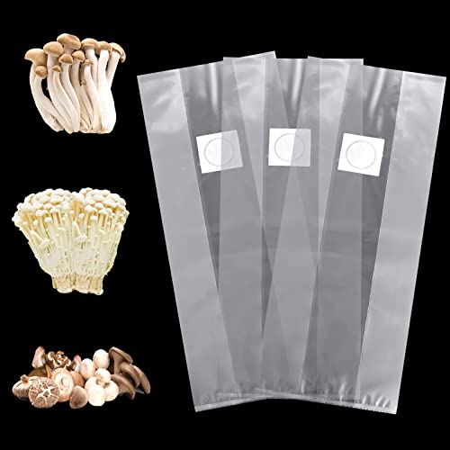 xnnmzhao Pilzzucht Beutel, 24 Stück Mushroom Spawn Grow Bag Langlebige Beutel, 32 x 50cm PVC Mushroom Spawn Grow Bag Gartenbau-Pflanzbeutel für Pilze Getreide
