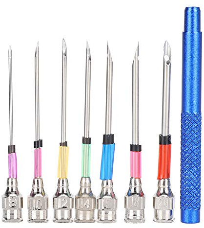 8 Stück Punch Nadel Set, Sticken Stanznadel Kit Stickerei Punch Nadel Werkzeug Set mit Griff und 7 Stickstempelnadel, für Anfänger DIY Stickgarn Kreuzstich Nähen Handwerk Verzierung