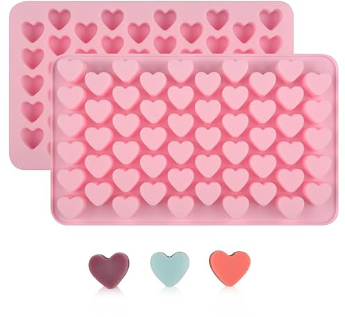 Fimary 2Pack Heart Ice Cube Tray, Mini Heart Shaped Ice Cube Trays, Silicone Flexible Easy Release Ice Molds, Reusable Ice Trays for Freezer, Ice Molds Fun Shapes for Whiskey Cocktails Bourbons