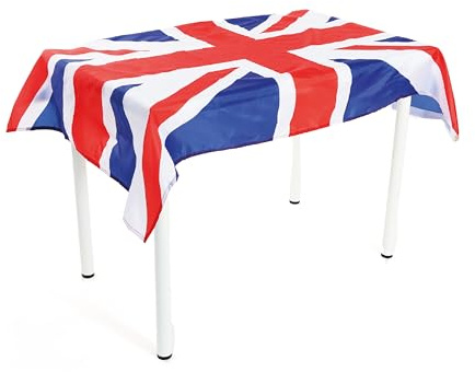 I LOVE FANCY DRESS Union Jack Flag Tablecloth - Pack of 1-5ft x 3ft Polyester Table Cloth with Union Jack Flag Print - King's Coronation Street Party Table Cover Tableware Decoration