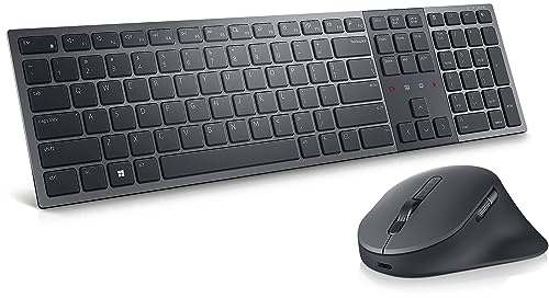 Dell Pro Premium Wireless Keyboard and Mouse KM900, Rechargeable, Backlit | 2.4 GHz, Bluetooth 5.1, USB Receiver, Adjustable DPI, AES-128, Numeric Keypad, Graphite, Collaboration