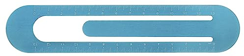 sourcing map Gerader Lineal 13cm metrische Lesezeichen Clip Lineal | Metall Aluminiumlegierung Skala beiden Seiten Messwerkzeug zum Messen, Studieren, Lesen, Klassenzimmer, Büro, Blau