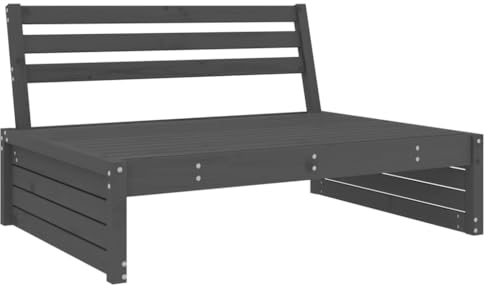 vidaXL Garten Ecksofa, Modular Gartenmöbel, Sofa Lounge Sessel für Garten Terrasse Balkon, Gartensofa Gartensessel, Grau Massivholz Kiefer
