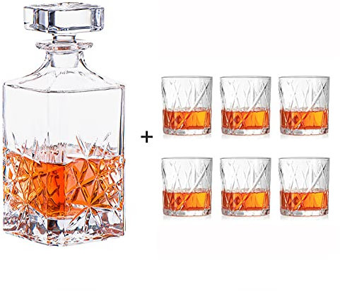 YOtat Whiskey Glasses Set Of 2/6 Clear Shot Glasses Bar Set Old Fashioned Drinking Glasses Gift Set Brandy Snifter Whisky Glass For Liquor -7.7Oz Gift For Boyfriend Dad (Set Of 6Cups Type1)