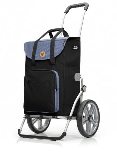 Andersen Einkaufstrolley - klappbar - 45 Liter - mit Kühlfach | Aufhängung für Einkaufswagen - belastbar 50 kg - Aluminium - Trolley - Kugellager-Rad Ø 25 cm - Royal Shopper Wismar schwarz