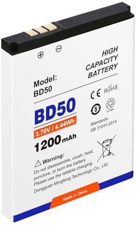 TOPGOBAT 1200mAh BD50 Akku mit AVM Fritz!Fon C5 / C4 / M2 / MT-F/Motorola MOTOFONE F3 / EM325 / M325 / EM25 - Ersatz-Akku für: AVM 312BAT016, 312BAT006, 312BAT006CS-FVM446CL