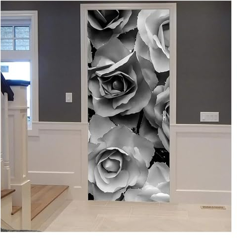 Türaufkleber Türtapete Türbilder Türposter 3D-Blumenfeld-Berg-Türaufkleber, Sonnenlicht, Blumenaufkleber, Natürliche Landschaft, Wandbild, Tapete, Poster, Wohnzimmer, Schlafzimmer(R,95x215cm)