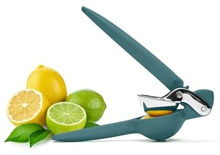 Chef'n FreshForce Lemon Squeezer Citrus Juicer, Manual Hand Press with Dual-Gear Power for Maximum Juice Extraction, Durable, Collard Green