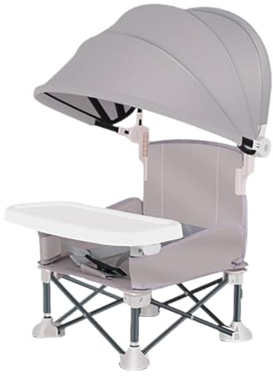 Hochstuhl Baby Klappbar, Baby Campingstuhl Mit Tablett Und Dach, Tragbar Kinderhochstuhl Sonnenschutz Babystuhl Hochstuhl Faltbar Für Outdoor, Camping, Picknick