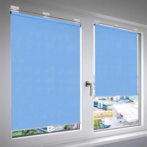 Lightweight Spring-Loaded Roller Blind, Retractable Sunshades, Portable Cordless Roller Blind, Temporary Blinds, No-Drill Blackout Roller Blinds, Waterproof Insulated Curtain,Blue-147x200cm/58x79in