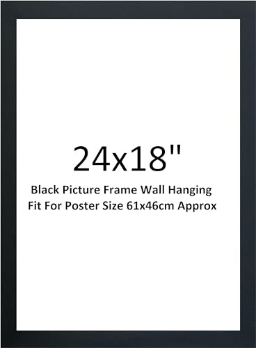 DECORO Black Photo Frame - 24X18 Matt Black Picture Frames - Modern Wooden Photo Frame with Shatterproof Perspex for Wall or Tabletop - Perfect for Posters, Certificates and Prints