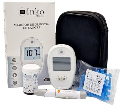 GLUCOMETRO GLM-78 INKO MEDICAL, INDICADOR DE CETOACIDOSIS DIABETICA E HIPOGLUCEMIA, INCLUYE BOLIGRAFO DE PUNCIÓN 25 LANCETAS Y 25 TIRAS
