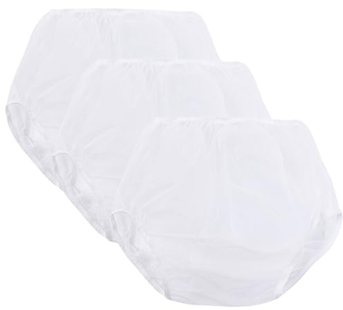 Soft Waterproof Incontinence Pants Pack of 3 Incontinence Pants for Women and Men Plastic Pants Adult Incontinence Pull-On Plastic Pants Covers Anti-Side Leakage Physiological E,Waist 60cm