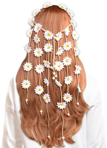 TAXTYHRE Diadema de Flores Corona Ajustable para Mujer - Hippie Margaritas para Festivales, Bodas, Fiestas y Playa