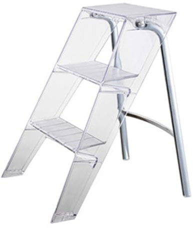 Scala pieghevole a tre gradini in acrilico giapponese trasparente, leggera e portatile, per un semplice uso domestico, funge anche da mensola e sedia, design salvaspazio