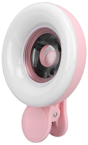 15X Macro Lens, Rechargeable HD Mobile Phone Camera Lens with Portable LED Ring Flash for Vlog (Roseate)
