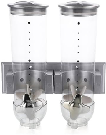 Cereal dispenserCereal Container Wall Mount Dispenser Cereal Container Kitchen Snack Storage Jar Grain Storage Bin Multi-Compartment Grain Dispenser(Silver)