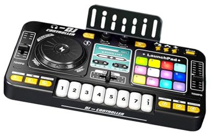 perfeclan Baby Musical DJ Set for Kids, Kids DJ Controller, TurnTable Interactive Incorporato con luci, mixer per feste di giocattoli musicali, Senza Microfono