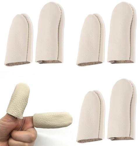 COYUN 3 Paar Rindsleder-Fingerschutz, Rindsleder-Fingerschutz, Daumen- Und Zeigefingerschutz, Stichsicherer Fingerschutz, Däumling Fingerschutz, Handgefertigtes DIY-Handschutz-Werkzeug