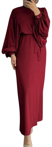 FUPODD Gebetskleidung für Frauen Abaya Muslim Damen mit Khimar Hijab Abaya Kleid Langen Ärmeln Maxi Muslimische Kleider Damen mit Jilbab Burka Ganzkörper Kleidung Ramadan Ganzkörper Gebetskleid