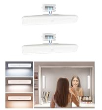 EZVALO 2 Pack Wireless Makeup Light, Rechargeable Vanity Lights for Mirror with 3 Color Modes, Stepless Dimming, Touch Control & Adjustable Angle, Cordless Bathroom Mirror Light, Gift for Women