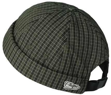 CLAPE Docker keps herr dam keps utan skärm rutig keps utan skärm snabbtorkande dockhatt justerbar hamnmössa fiskarhatt sjömansmössa, FMA2502-grön, one size