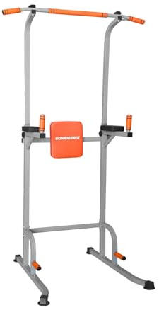 Gonideerix Power Tower Pull-Up & Dip Station, Heavy-Duty Steel Frame, Supports Up to 450 lbs, Adjustable Height Strength Training Tower with Multi-Grip Pull-Up Bar for Home Gym