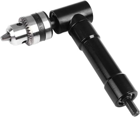 Lazmin112 90 -Grad -Drill Chuck Adjunto, Convertidor Angular Derecho Multifuncional Más Estable y Confiable para Proyectos de Carpintería (Estuche de Metal con Llave)