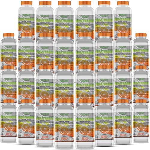 GiDeli Bioéthanol Lot de 30 x 1 l Parfum orange 96,6 % éthanol pour cheminée intérieure et extérieure Sans fumée ni suie À base de maïs et de betterave sucrière